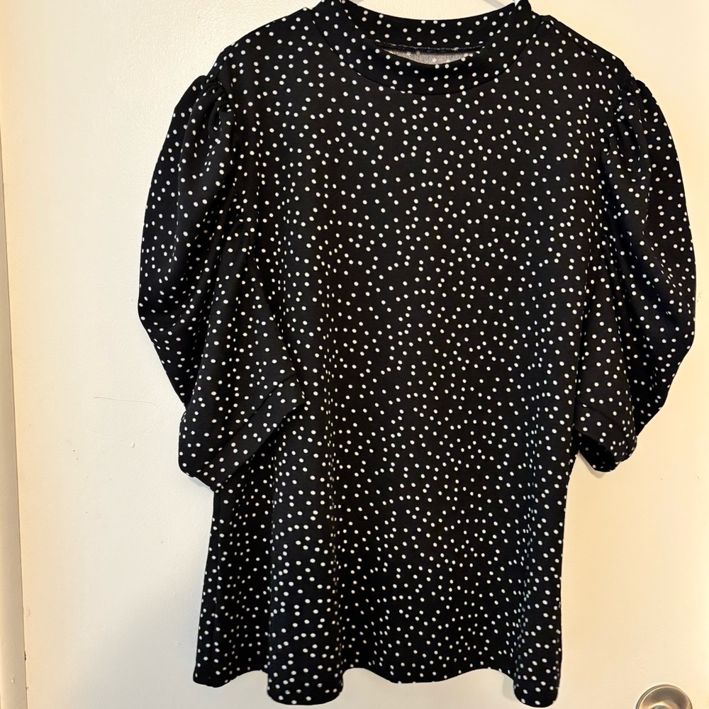 SHEIN 4X Black Polka Dot Blouse